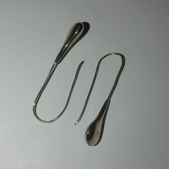 Teardrop Hook Earrings Long Sterling Silver Inch and Half Adjustable Bends - Picture 7 of 11